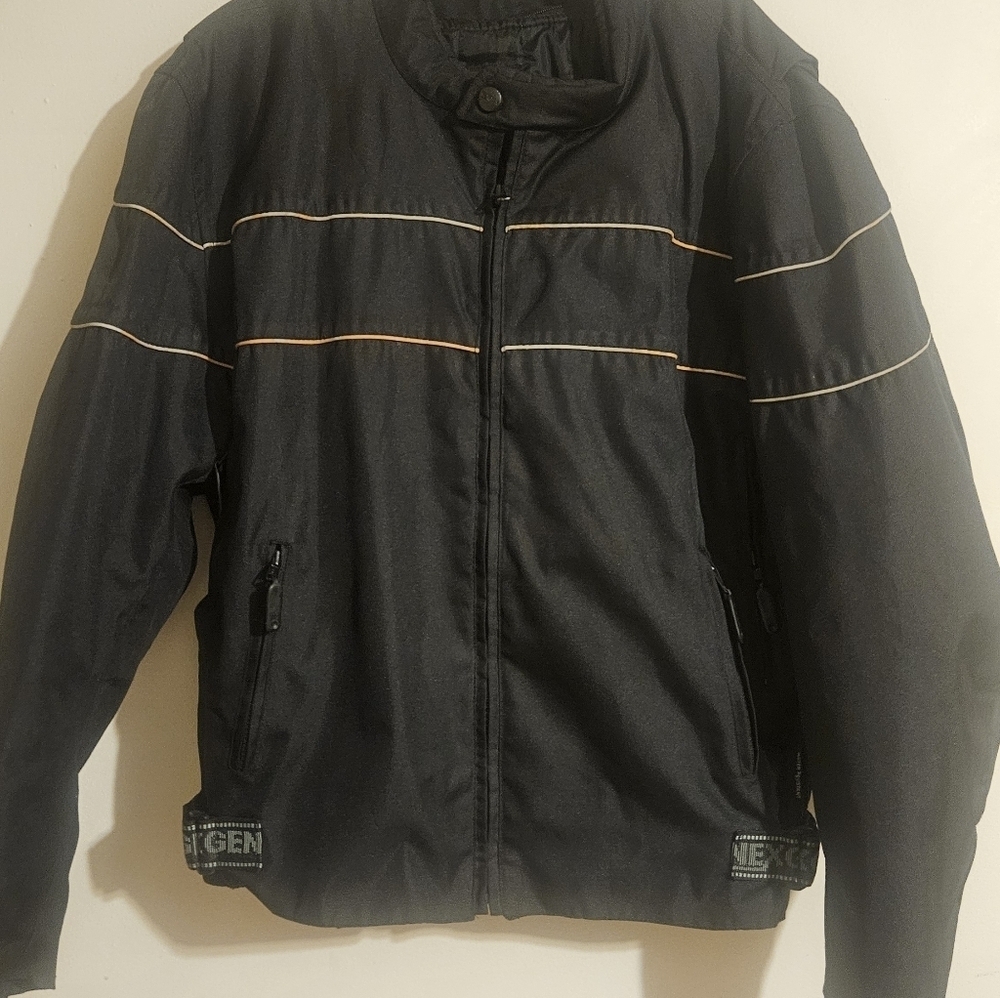 Nexgen Mens Thinsulate Motorcycle Jacket Zip Out Liner Vented WP Black Sz 2XL - Picture 3 of 10